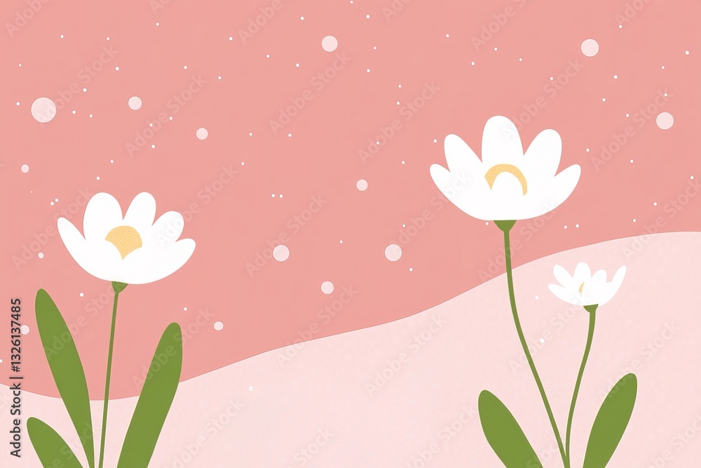 Bright flowers bloom on a soft pink background in spring Bright flowers bloom on a soft pink background in spring