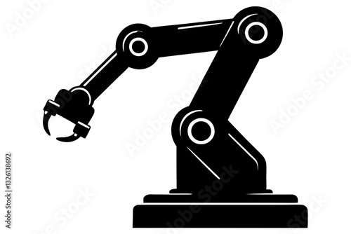 Robot arm automation silhouette vector.