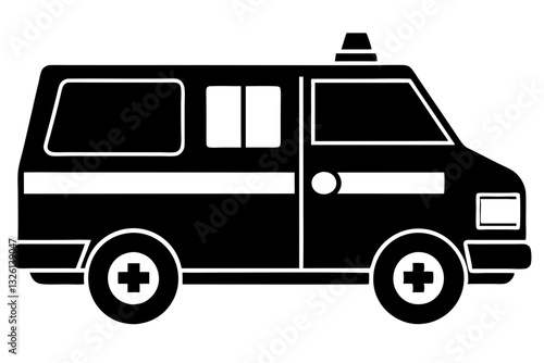 Ambulance emergency response silhouette vector.