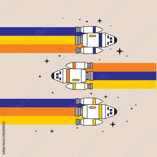 space plane cartoon hand drawn illustration 