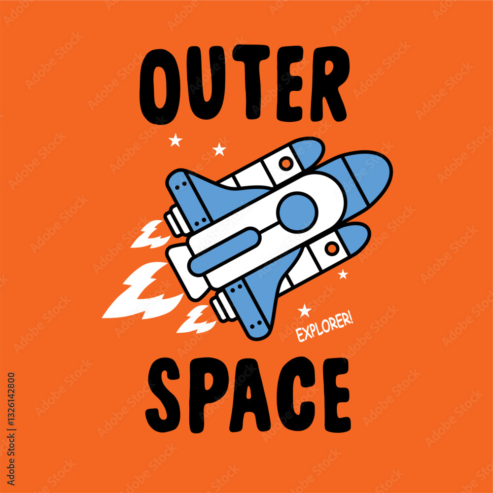 Outer Space Explore hand drawn illustration vector Outer Space Explore hand drawn illustration vector
