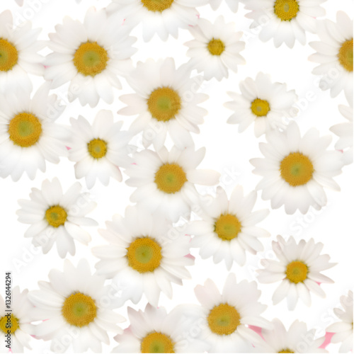 A seamless Daisies flower pattern featuring lively blooms and bright, fresh colors for a cheerful look. 