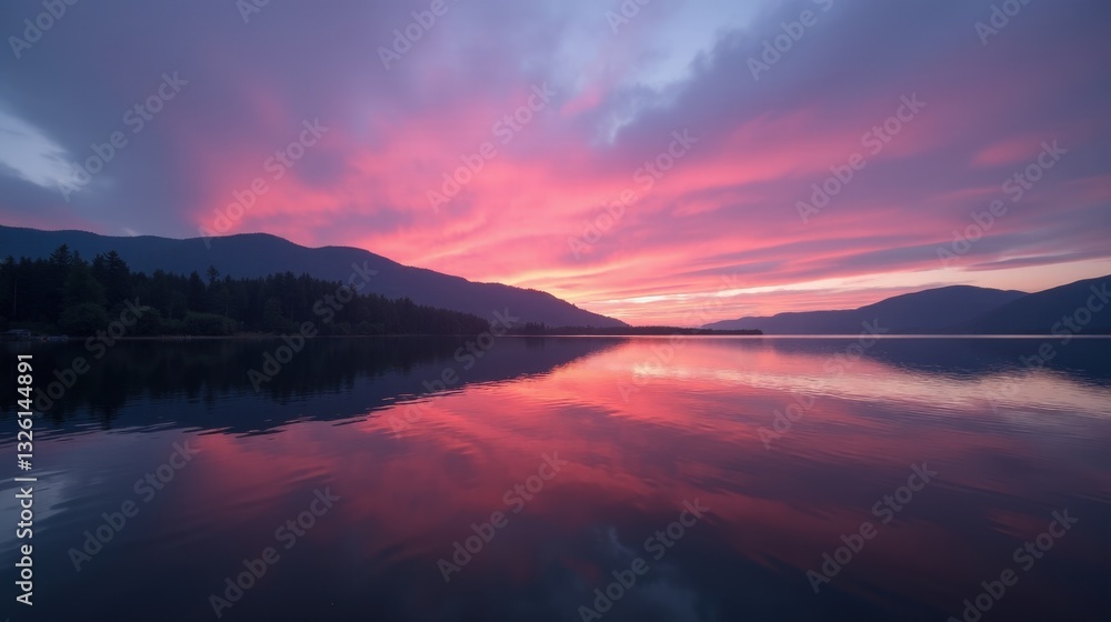 A tranquil lake at dusk, mirroring deep purples and pinks of the sky, with gentle ripples reflecting the fading light. A peaceful, dreamlike nature scene in ultra HD. A tranquil lake at dusk, mirroring deep purples and pinks of the sky, with gentle ripples reflecting the fading light. A peaceful, dreamlike nature scene in ultra HD.