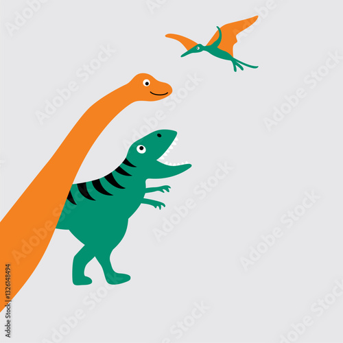 tyrannosaurus rex, brachiosaurus  and Pteranodon dinosaur vector