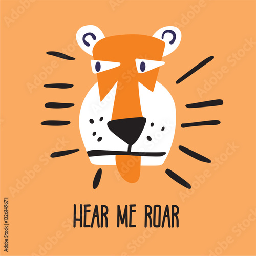 Obraz na płótnie Hear me roar with lion doodle hand drawn illustration vector