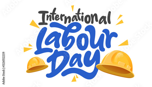 International labour Day May 1 Celebration Banner With Stylish Calligraphy Safety Helmet Illustration Concept