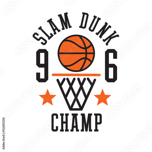 slam dunk 96 champ basketeball club hand drawn illustration