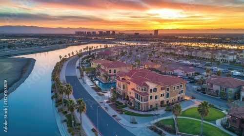 Fototapeta Naklejka Na Ścianę i Meble -  Aerial view of Carson California city skyline. Urban panorama with architectural landscape