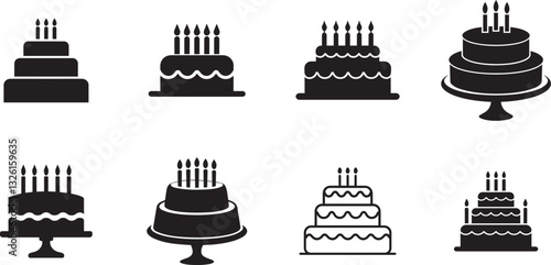 Birthday Cake with Candles for Party Celebration