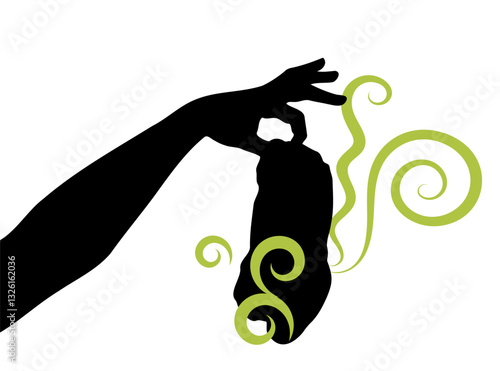 Hand holding dirty socks icon, smelly sock silhouette, sweaty cotton underwear, used dirty socks outline