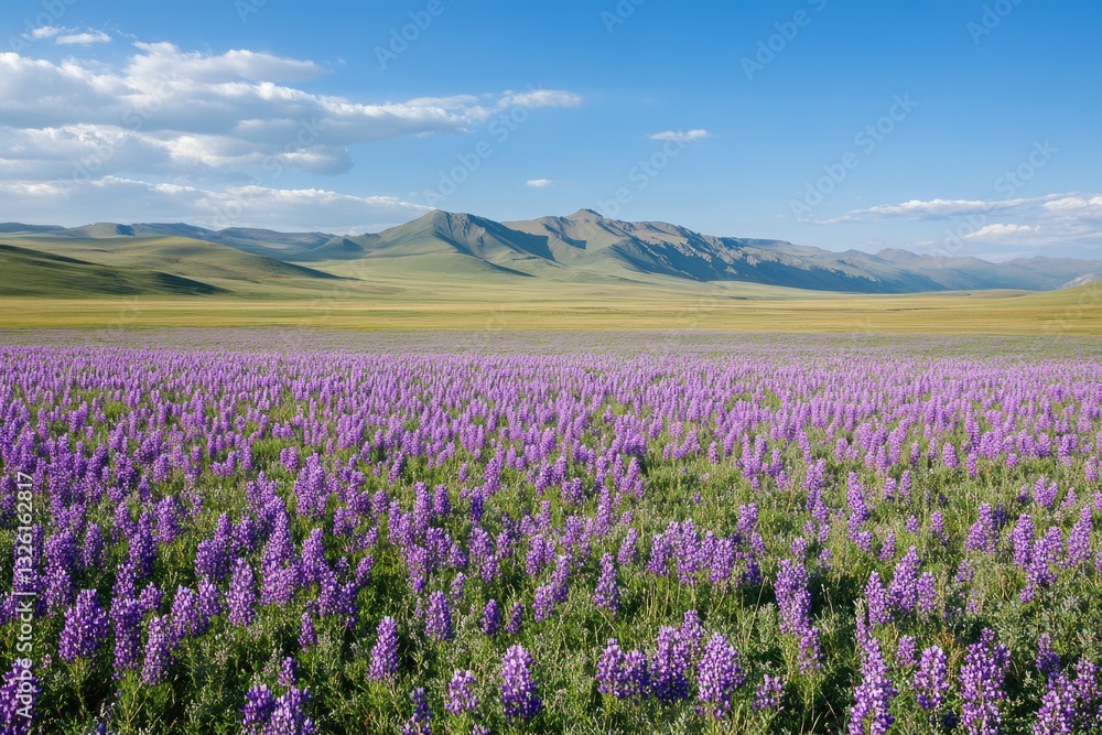 Naklejka premium Altai Field of Astragalus membranaceus: Crop for Traditional Herbal Medicine