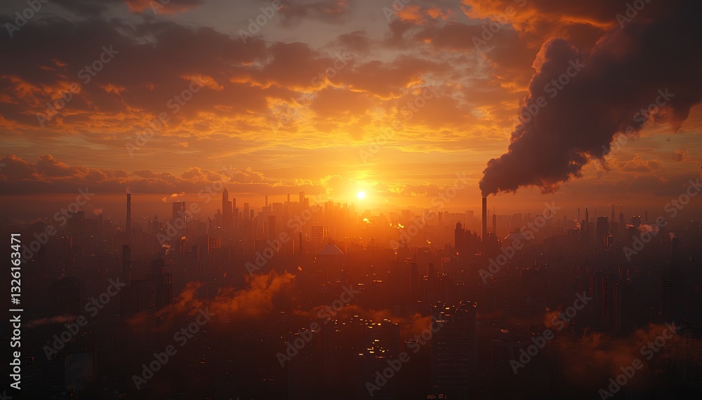 Sunset Smog: Industrial Cityscape. Sunset Smog: Industrial Cityscape.