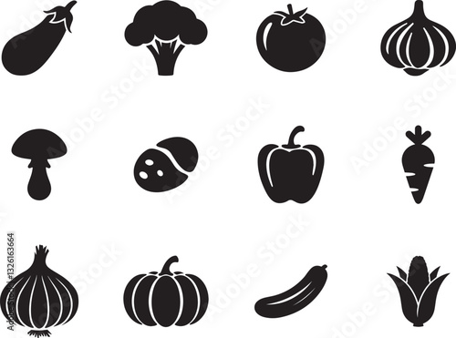 Vegetable Icon Set for Food and Culinary Designs