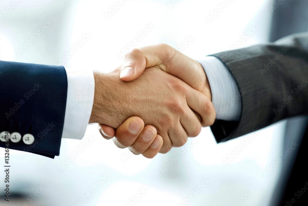 Obraz premium A close-up shot of two individuals shaking hands, conveying trust and agreement
