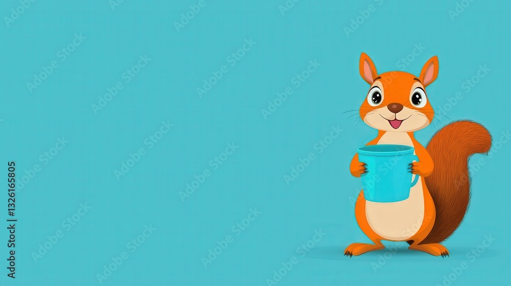 A cartoon squirrel explaining the importance of saving water