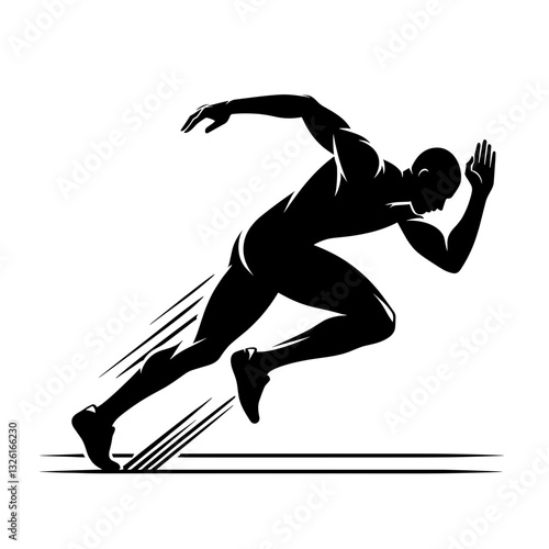 Sprinter running at full speed silhouette