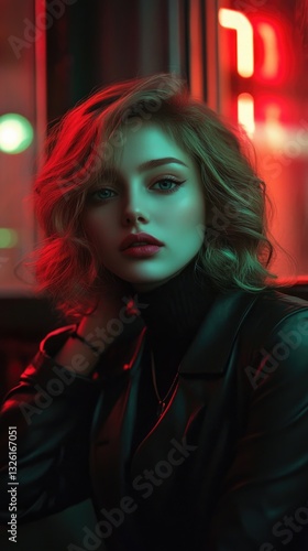 A woman poses for a photo wearing a leather jacket, great for editorial or lifestyle use