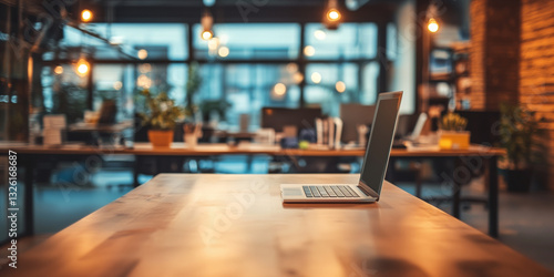 Wallpaper Mural Modern office workspace with laptop on a wooden desk Torontodigital.ca