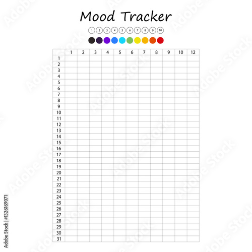 Mood tracker in pixels. Calendar munthly, yearly, weekly, dayly organizer. Calendar for personal and work issues. Feelings Planner, habit tracker. Vector illustration.