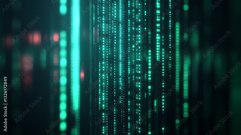 Abstract Digital Matrix with Glowing Green Light Effects and Vertical Lines in a Futuristic Aesthetic Abstract Digital Matrix with Glowing Green Light Effects and Vertical Lines in a Futuristic Aesthetic