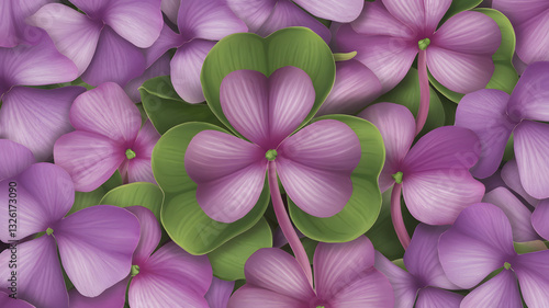 Realistic illustration of fresh, ripe oxalis (shamrock plant), emphasizing its smooth texture and vibrant color, against a clean white background for a fresh and minimalistic aesthetic.