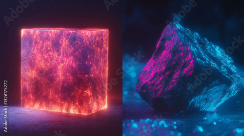 Vibrant tektite and aerogel textures in chaotic abstract design