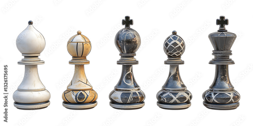 Obraz premium Pack Chess Pawn Set Against Transparent Background for Board Game Illustrations, Strategy Concepts, or Educational Design