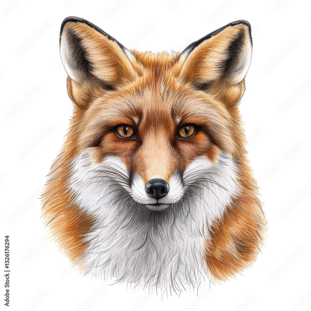 Fox head illustration on a white background. Fox head illustration on a white background.