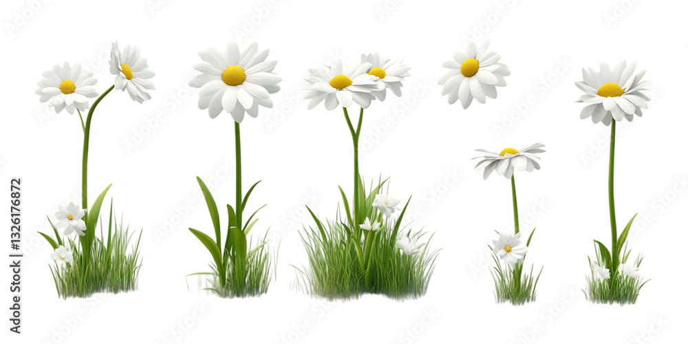 Pack Daisies Set Against Transparent Background for Floral Design, Botanical Illustration, or Nature-Themed Projects Pack Daisies Set Against Transparent Background for Floral Design, Botanical Illustration, or Nature-Themed Projects