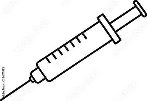Syringe injection icon line art , medical syringe outline