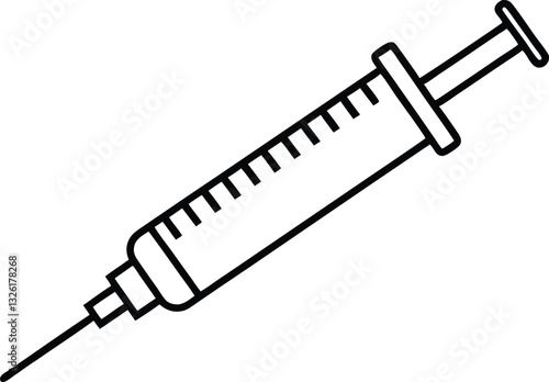 Syringe injection icon line art , medical syringe outline