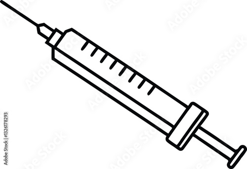 Syringe injection icon line art , medical syringe outline