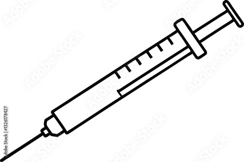 Syringe injection icon line art , medical syringe outline