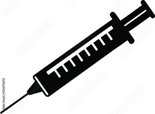 Syringe injection icon vector, medical syringe silhouette