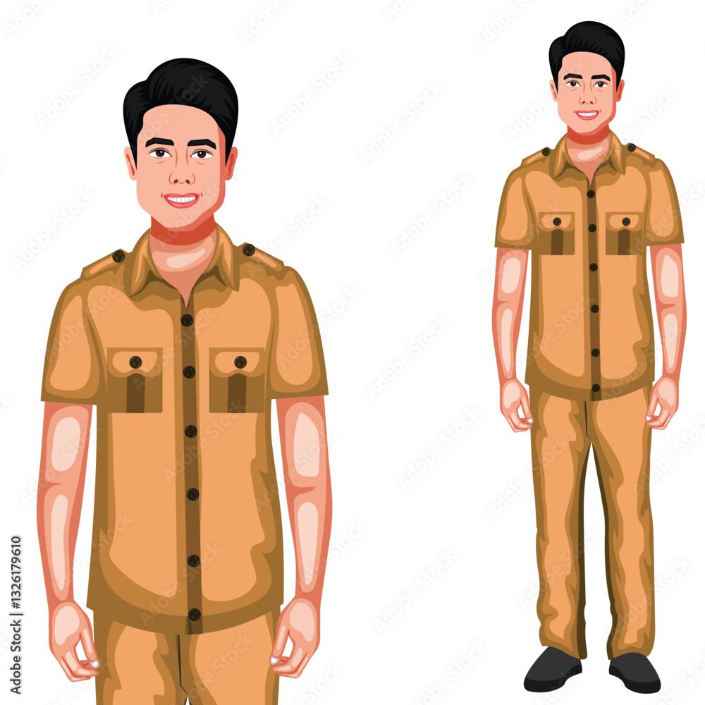Fototapeta premium Indian Auto Driver in Uniform Standing Character Vector Illustration