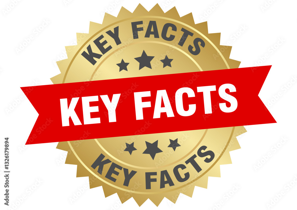 key facts. key facts round red and gold label isolated on transparent background key facts. key facts round red and gold label isolated on transparent background
