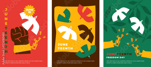 Juneteenth freedom day. A celebration of American history, African American Independence Day design. Poster, banner, card template