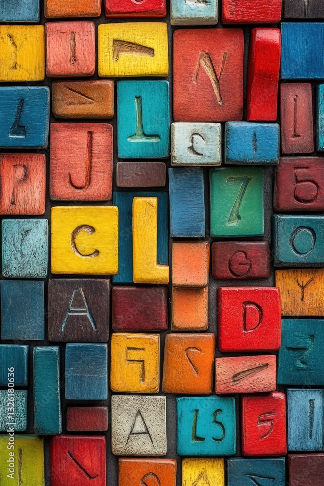 A collection of wooden letters arranged closely together, suitable for decorative or creative purposes A collection of wooden letters arranged closely together, suitable for decorative or creative purposes