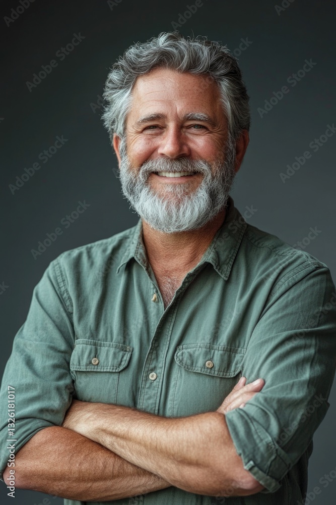 A person wearing a beard and a green shirt, suitable for use in illustrations about nature, ecology or environmentalism A person wearing a beard and a green shirt, suitable for use in illustrations about nature, ecology or environmentalism