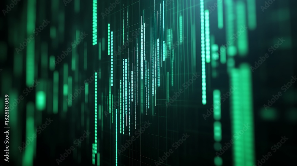 Abstract green data visualization with lines and graphs representing technology and financial analysis Abstract green data visualization with lines and graphs representing technology and financial analysis