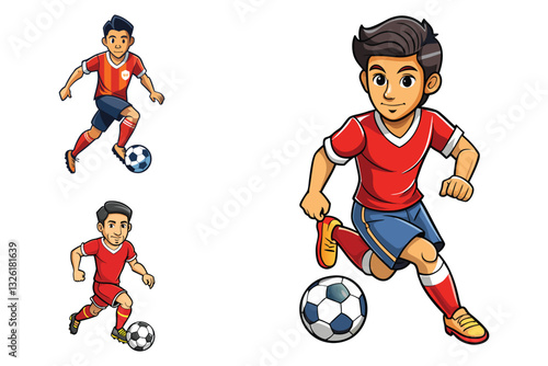 Soccer player vector illustration isolated on white background.