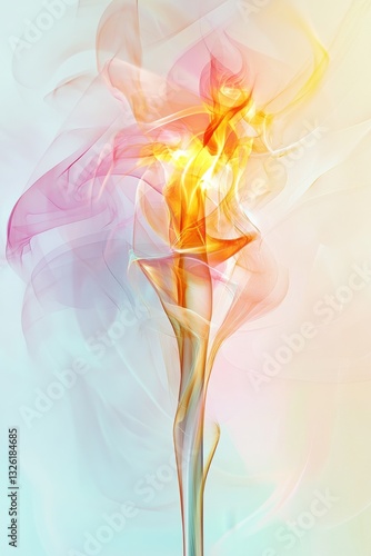 Elegant abstract representation of a winter olympics torch with vibrant colors on a muted background
