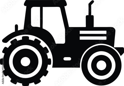Tractor black silhouette vector,Tractor plane icon