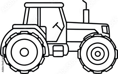 Tractor line art vector,Tractor outline icon