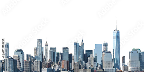 new york city skyline isolated on white background PNG.GENERATIVE AI