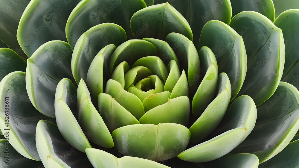 Fototapeta premium Realistic illustration of fresh, ripe jade plant, emphasizing its smooth texture and vibrant color, against a clean white background for a fresh and minimalistic aesthetic.