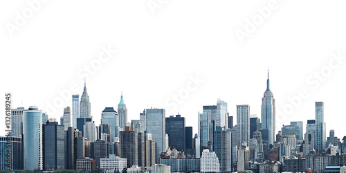 new york city skyline isolated on white background PNG.GENERATIVE AI