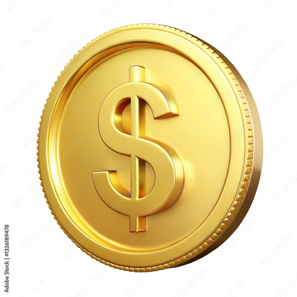 3d gold coin with dollar sign isolated on white 3d gold coin with dollar sign isolated on white