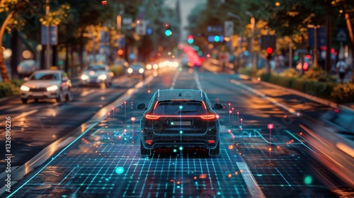 Autonomous Vehicle Sensor Array with LiDAR Mapping - AI Driving System Tech Visualization