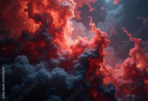 Wallpaper Mural Dramatic clouds illuminated by fiery red and orange hues in a cosmic scene Torontodigital.ca